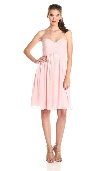 Mini A-line Short Ruched Chiffon Dress