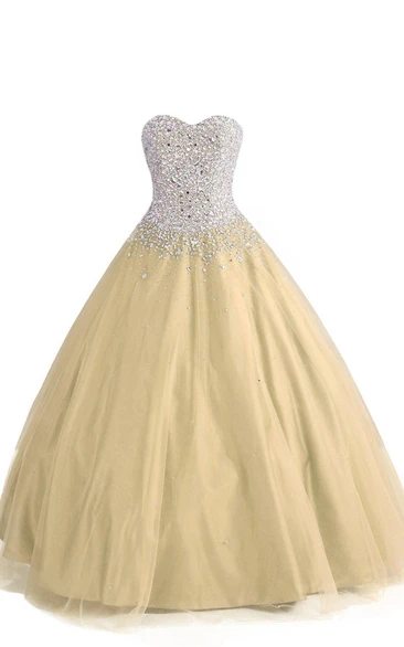 Sweetheart A-line Ball Gown With Beaded Bodice