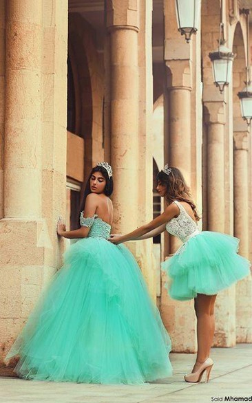 Modern Off-the-shoulder Tulle Prom Dress Open Back With Lace