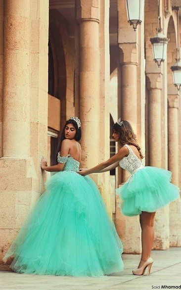 Modern Off-the-shoulder Tulle Prom Dress Open Back With Lace