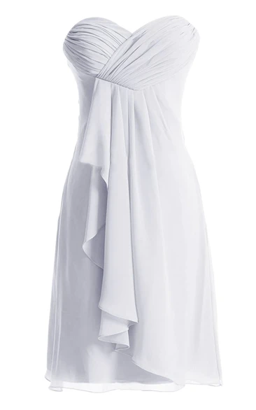 Sweetheart Asymmetrical Ruched Short Layered Chiffon Dress