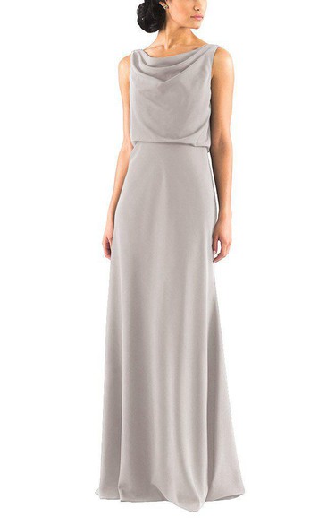 Drapped Sleeveless Long Chiffon Dress