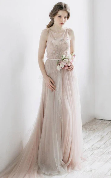 Ethereal Tulle Dress With Pleats And illusion Back