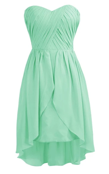 Asymmetrical Sweetheart Pleated Chiffon A-line Dress