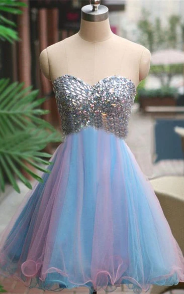 Sparkly A-Line Sweetheart Short Tulle Dress