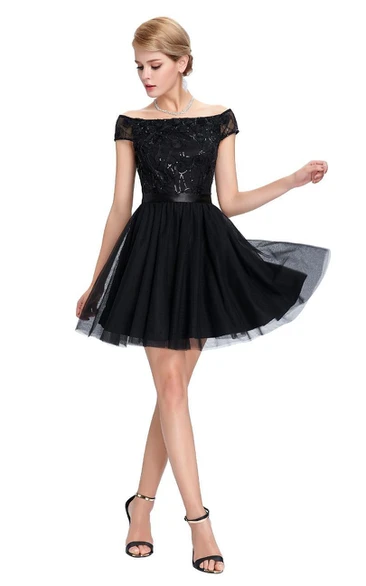 Sequin Luxury  Off-the-shoulder Short Tulle Dresses