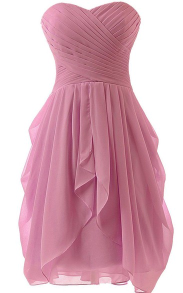 Sweetheart A-line Ruffled Short Chiffon Dress