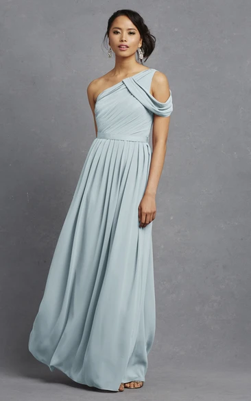 One-Shoulder Stylish Dress With Pleats And Ruching