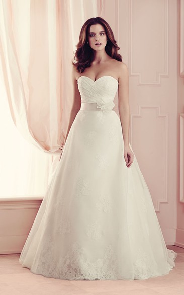 Sleeveless Sweetheart A-line Dress With V Back And Sash