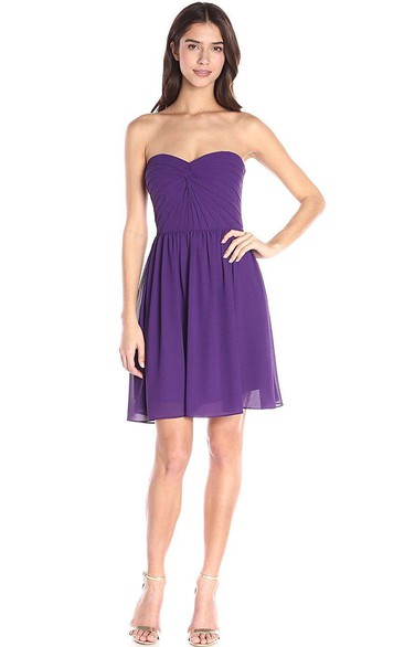 A-line Mini Chiffon Dress with Ruched Bodice