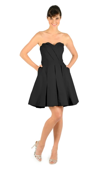 Modern Sweetheart Strapless Crisscross Ruched Mini Satin Dress