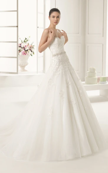 Amazing Laced Bodice Straplees Gown With Cap-Sleeved Cape
