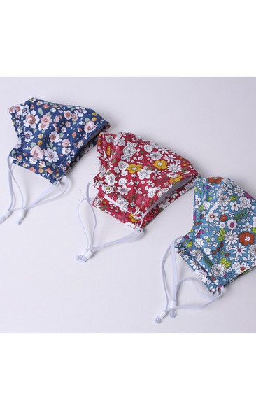 Non-medicial Reusable Floral Printed Cotton Face Mask In 3 Colors