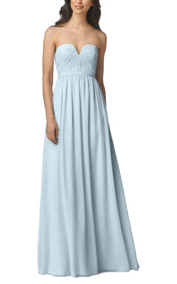 Notch Ruched Long Chiffon Bridesmaid Dress