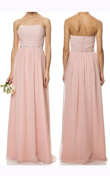 A-line Floor-length Sweetheart Sleeveless Zipper Chiffon Dress