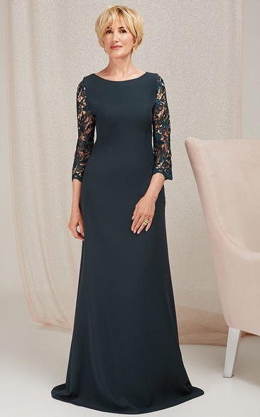 Elegant A Line Satin Bateau Floor-length Zipper Mother of the Bride Dress