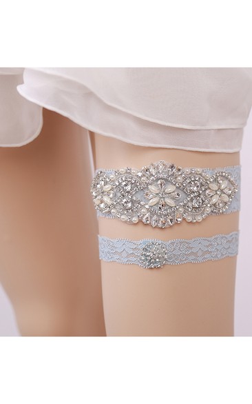 Handmade European And American Blue Diamond Lace Elastic Garter