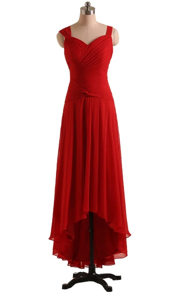 Queen Anne High-low Dress With Draping and Ruching