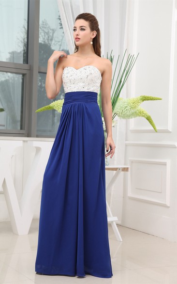 Sweetheart Maxi Chiffon Jeweled Top and Dress With Ruching