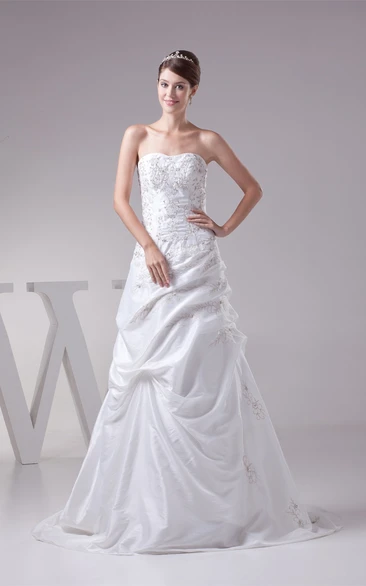 Sleeveless Pick-Up Embroidered Sweep Train and Gown With Corset Back