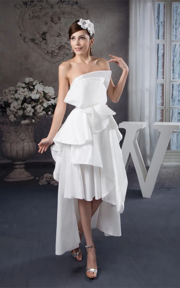 Sleeveless Satin High-Low Gown With Draped Design