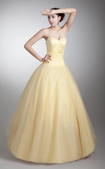 Exquisite Satin Net Maxi Sweetheart Sleeveless Special Occasion Dresses