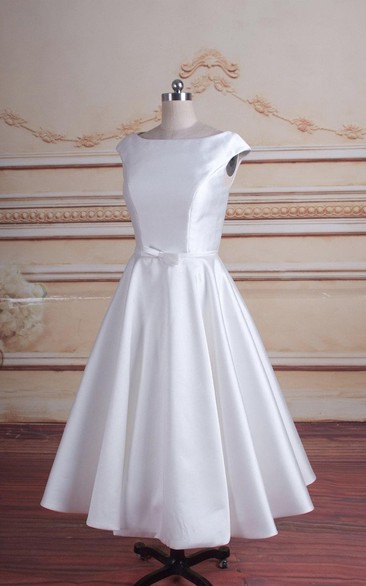 Chic A-Line Satin Short Wedding Dress