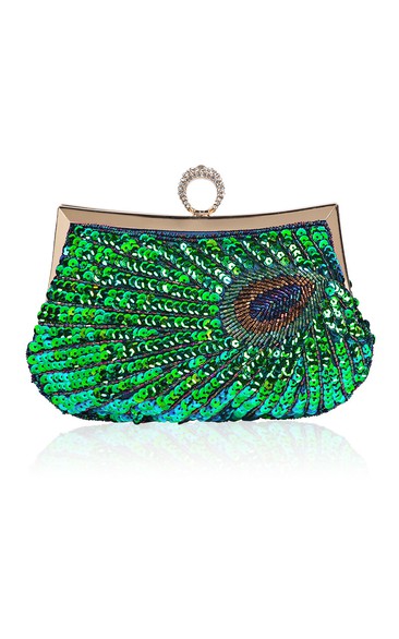 Sequin Peacock Clutch