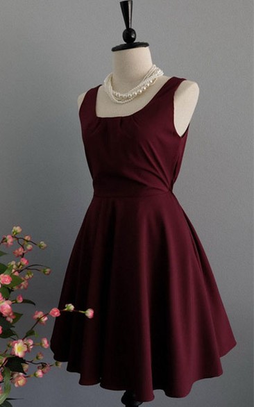 Sweet Sleeveless A-line Satin Dress With Bow