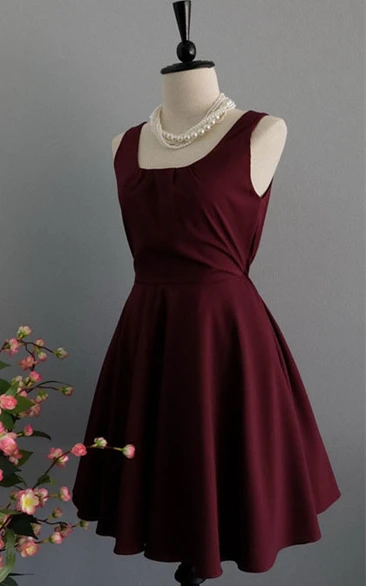 Sweet Sleeveless A-line Satin Dress With Bow