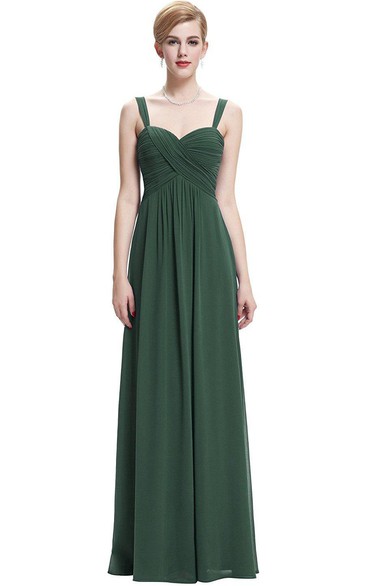 A-line Floor-length Chiffon Dress with Ruches