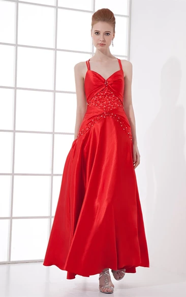 Unique Sleeveless Ankle Length Spaghetti Strapped Special Occasion Dresses