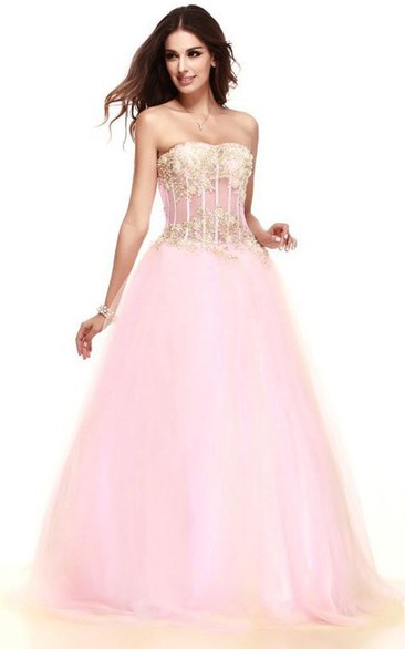 Brilliant A-Line Strapless Floor-Length Taline's Prom Dress