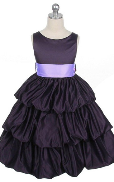 Sleeveless A-line Taffeta Dress With Ruffles