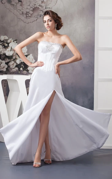 Sleeveless Maxi Front-Split Dress With Jeweled Top