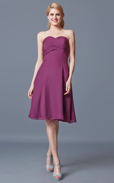 Fabulous Sweetheart Empire Waist Ruched Knee-length Chiffon Dress