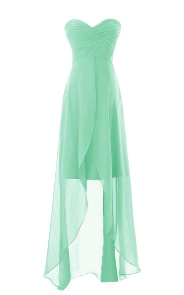 Asymmetrical Sweetheart Ruched Chiffon A-line Dress