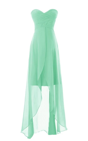 Asymmetrical Sweetheart Ruched Chiffon A-line Dress