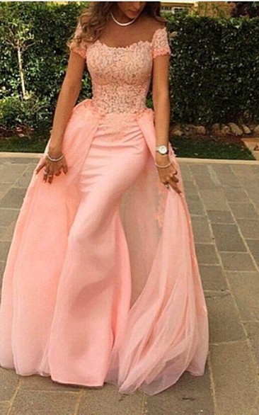 Modern Off-the-shoulder Mermaid Tulle Evening Dress Floor-length Lace