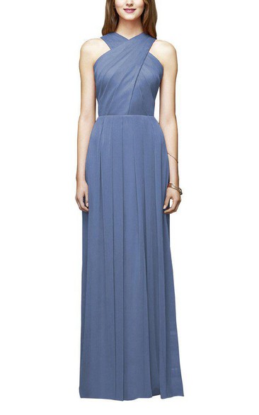 Pleated Long Bridesmaid Dress