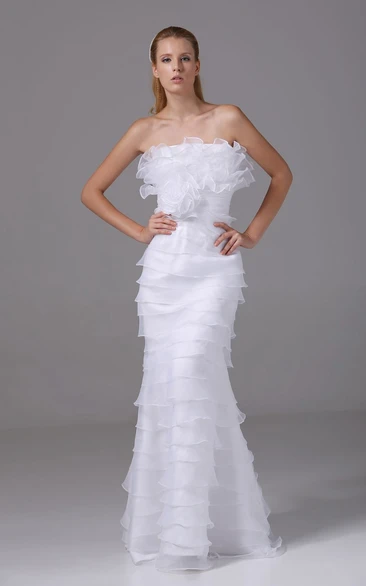 Fairy Sheath Organza Dress With Flower and Tiers