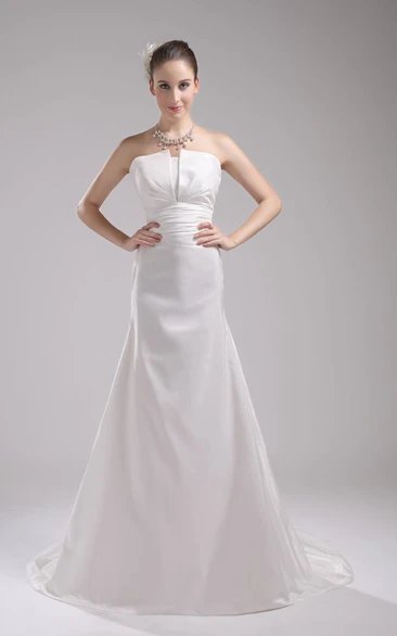 Noble Strapless A-Line Ruched Dress With Brush Train