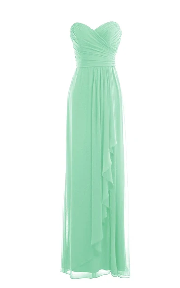 Sweetheart Ruched Chiffon Sheath Gown With Drapping