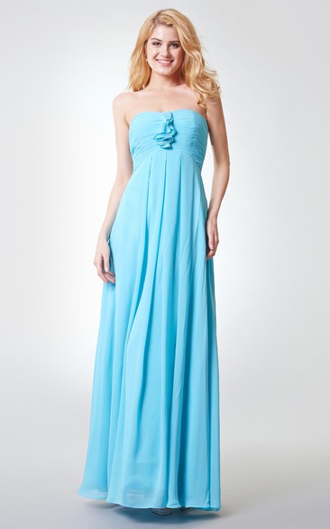 Backless A-line Long Chiffon Dress With Ruching