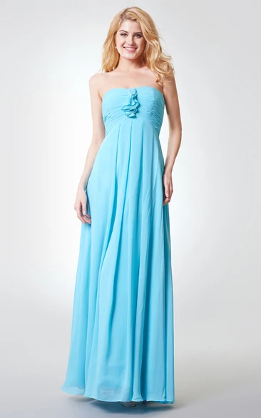 Backless A-line Long Chiffon Dress With Ruching