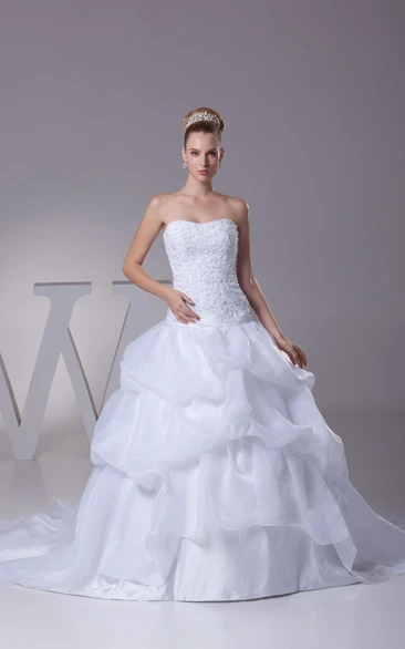 Strapless Pick-Up A-Line Gown With Rhinestone and Corset Back