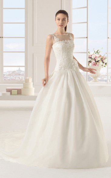 Stylish Ball Gown With Illusion Back And Dropped Waist