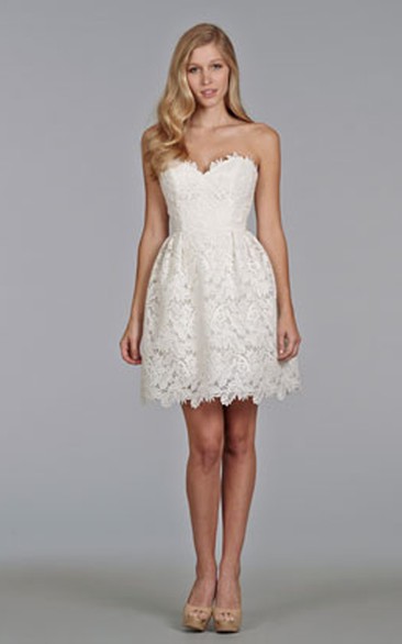 Enchanting Sweetheart Neckline Mini Lace Dress