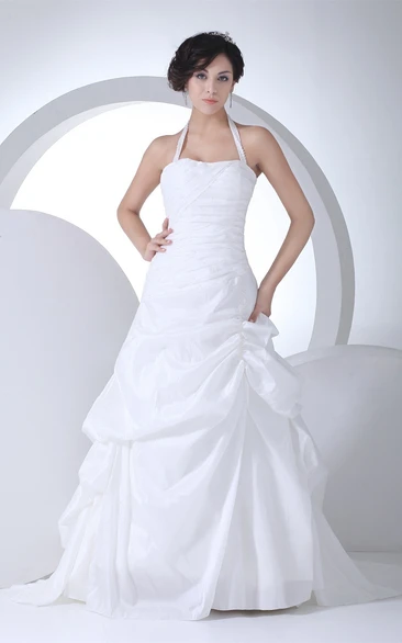 Ruched Pick-Up A-Line Corset Back and Gown With Halter