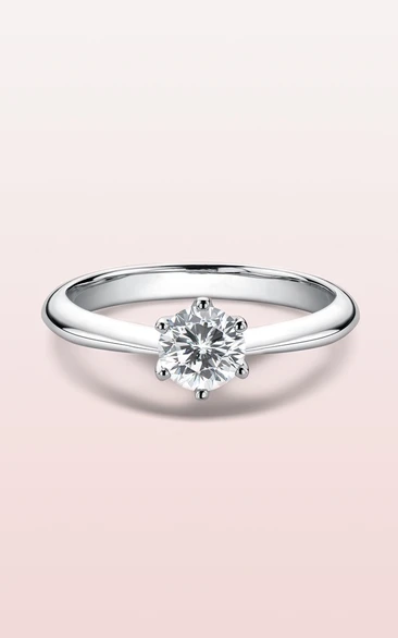 Solitaire Round Cut 925 Silver Wedding Rings